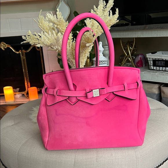 Save my bag Vibrant Pink Satchel with Bow Detail - Picture 1 of 11